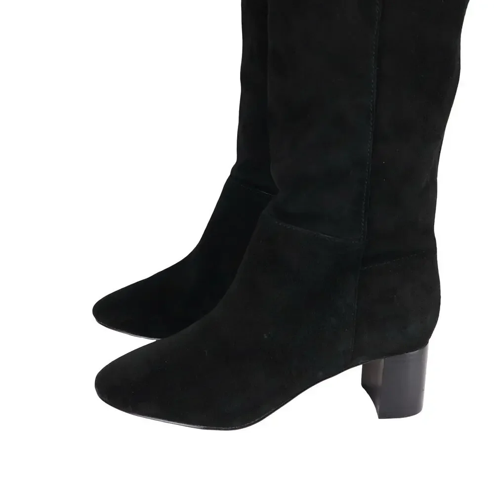 NWOB Madewell The Sylvia Over The Knee Black Suede Boot Size 6